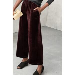 EILEEN FISHER Silk Rayon Velvet Wide-Leg Ankle Pants 3X Casis Drapey elegance